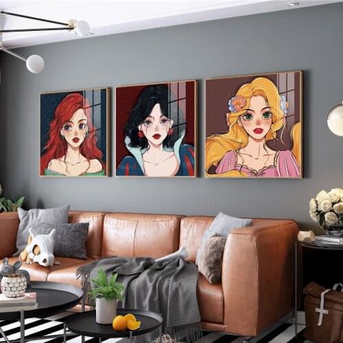 Disney Princess Characters Poster and Prints Snow White Canvas Art Paintings Wall Art Picture Girl Bedroom Home Decoration