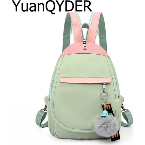 Simple College Style Women Backpack Contrast Color Chest Bags Designer Brand Tassel Oxford Cloth Waterproof School Bag for Girls