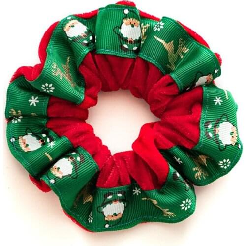 Xmas Christmas Soft Elastic Hair Bands Red Green Flannel Scrunchies Rubber Bands Women Hair Rope Autumn Winter Hair Accessories