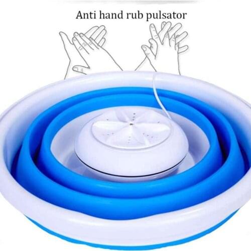 Foldable Mini Washing Household Machine Rotating Ultrasonic Turbines Washer USB Charging Laundry Clothes Cleaner for Home Travel