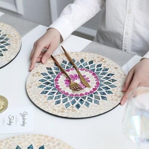 Nordic Shell Placemat Heat Insulation Pad Household Decorative Plates Round Placemat Desktop Tableware Pad Kitchen Accessories