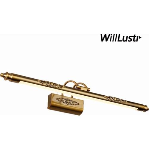 Vintage LED Wall Lamp Carved Pattern Metal Rocker Arm Hotel Bathroom Dressing Room Cloakroom European Vanity Mirror Light