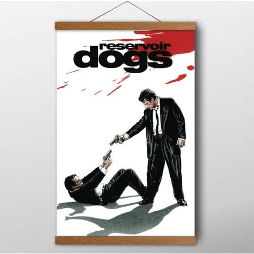 Solid Wood Scrolls Paintings Reservoir Dogs (1992) Movie vintage Posters Wall Art Canvas Cloth Prints For Living Room Decor
