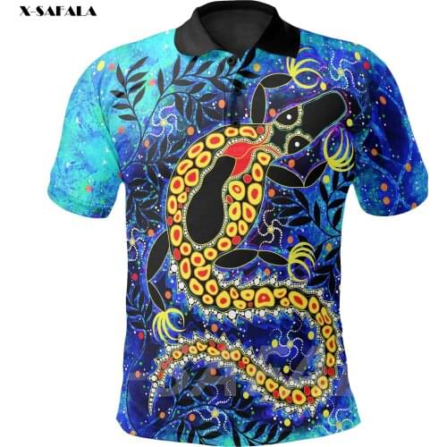 ABORIGINAL Indigenous Crocodile 3D Printed High Quality New Polyester Fiber Men Female Collar Polo Shirt Tee Tops Anti Shrink