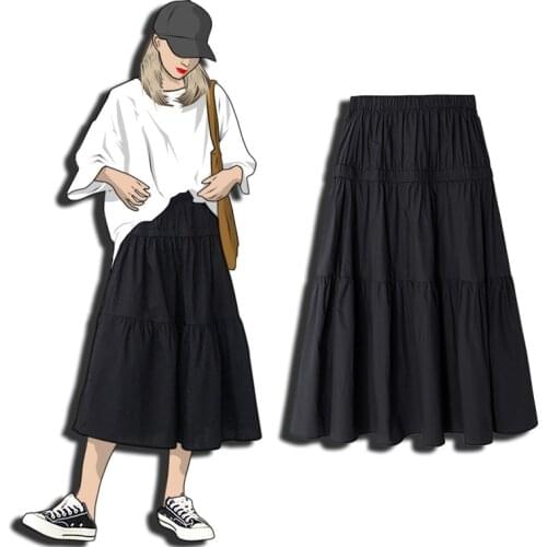 New women Autunm plus size long Ruffle skirt,Sweet and casual 5xl 6XL 7XL maxi cotton linen skirts,brand Elegant Pleated Skirts