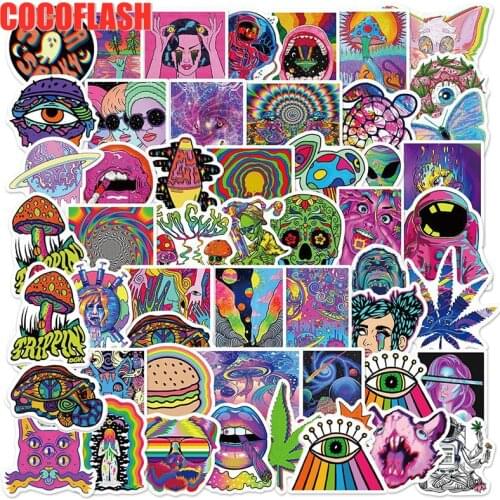 10/52 Pcs/lot Cartoon Mix Gothic Horror Psychedelic Waterproof Graffiti Stickers For Diy Case Laptop Helmet Skateboard Luggage