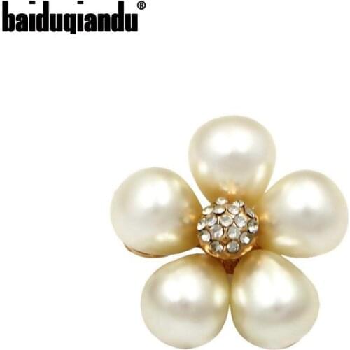10PCS baiduqiandu Imitation Pearl Flower Bijoux Jewelry Brooch Pins For Women Girls Dress Bags Hats Shoes Accessories