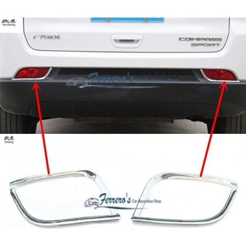 Free shipping 2pcs/lot ABS chrome Car Accessories car stickers rear fog lights lamps decoration cover for 2017 JEEP Compass