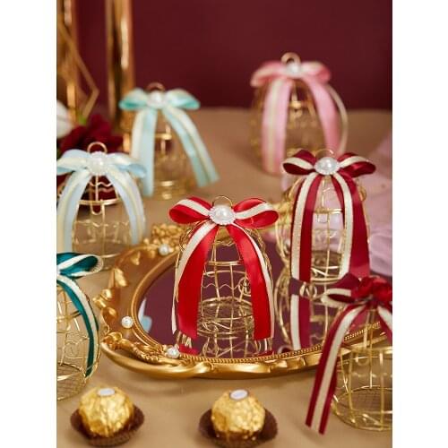20Pcs Creative Tinplate Birdcage Wedding Candy Box Metal Handles Baby Shower Gift Bags Packaging Chocolate Party Supplies