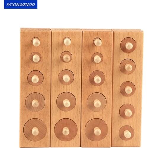 4PC/1set Montessori Cylinder Socket Blocks Toy For Children Baby Development Practice and Senses Educational Wooden toys