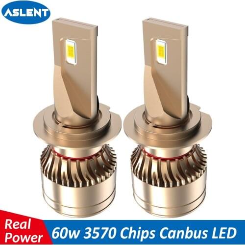 ASLENT H7 LED H4 H1 H8 H9 H11 9005 HB3 HB4 9006 9012 canbus no error car Bulb Real 60w 20000lm Automotive Headlight 6000k 12V