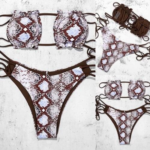 SAGACE Snake Print bra strap womens Bikini European and American sexy split swimsuit swimsuit weight loss sports swimming