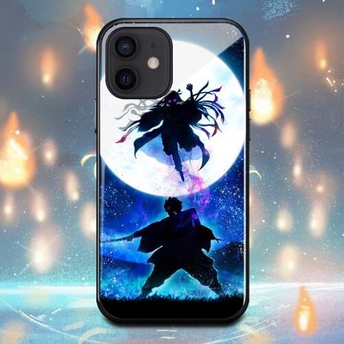 Demon Slayer Kamado Nezuko Phone Case For Iphone 11 11Pro X XR XS Max 12Mini 12Pro 6 6s 7 8 Plus Tempered glass shell Cover
