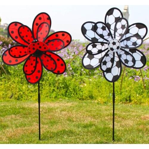 OOTDTY Kids Double Layer Ladybug Windmill Wind Spinner Pinwheel Home Garden Yard Decoration Outdoor Baby Toys