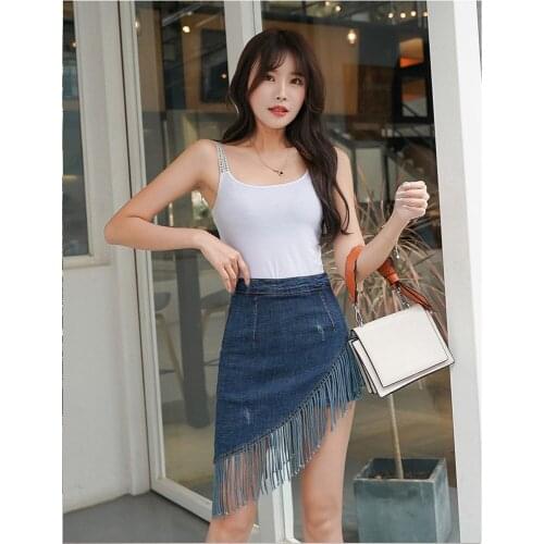 Tassel Denim Dance Clothes for Female Shorts Skirt Autumn and Winter Bag Hip Korean Version Fake Two High Waist Short Skirt