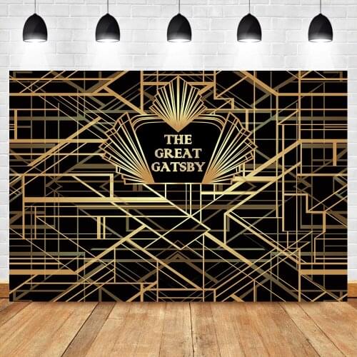 NeoBack Gatsby Birthday Party Photography Backdrop Custom Black Gold Photography Backdrops Studio Shoots