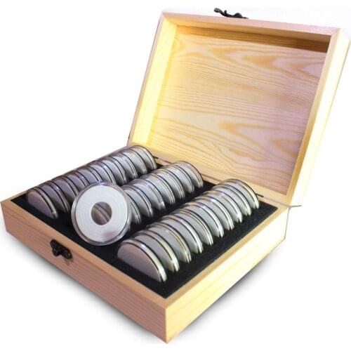 30 grid commemorative coin collection wooden box Coin storage box Collection box 20/25/30/35/40mm universal