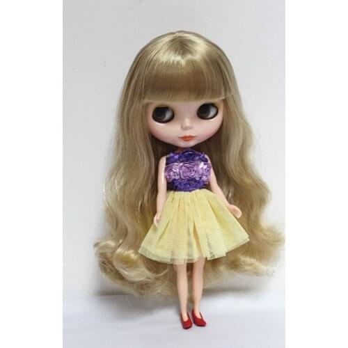 Blygirl Blyth doll Nude doll light golden bangs hair 30cm ordinary body dolls for changing makeup can replace the joint body