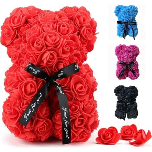 25cm Soap Foam Teddy Bear Rose Doll Toys Romantic Valentines Day Birthday Christmas Gift Decorations For Home Wedding