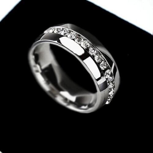 Fashion Women Wedding Ring Jewelry Gold or Silver Crystal Zirconia Eternity Stainless Steel Rings Free Shipping L419