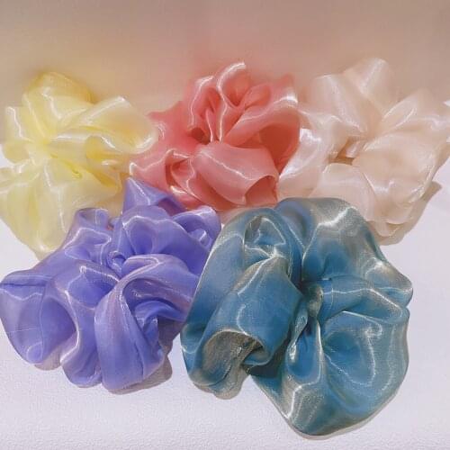 Fashion Galaxy Elastic Rubber Band Shining Oversize Organza Hair Scrunchies Beautiful Luster Soft Hair Tie Hair Band Hair Flower
