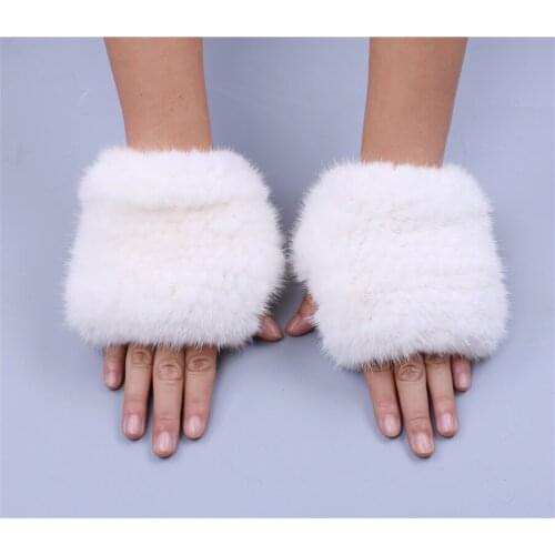 New Winter Fur Fingerless Glove Real Mink Fur Warm Mittens Hand-Woven For Lovely Girls 8Colors