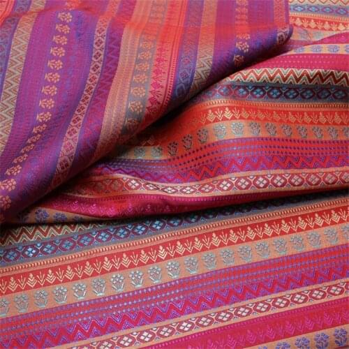 NW90 Red Stripe Chinese Style Polyester Brocade Fabric Womens/Mens Clothing Jackets Fabrics DIY Sewing Materials Home Textile