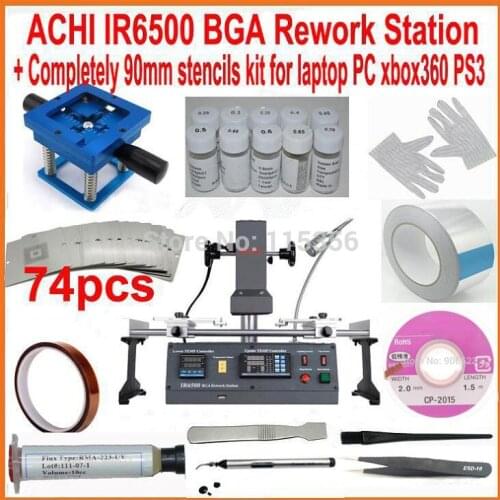 ACHI IR6500 dark IR BGA rework station motherboard reballing soldering station +74pcs 90mm bga stencils 20 free gift