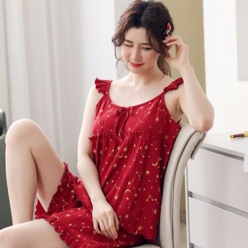 100% Cotton Pajamas For Women New Print Sleepwear Set Sweet Girls Nightwear Pijama Suit 2021 Summer Pyjama Female Homewear 3XL