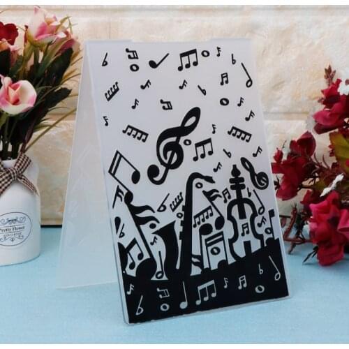 Plastic Embossing Folder Template For DIY Scrapbook Photo Album Card Paper Craft Music Note E56E