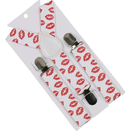 HUOBAO Fashion 2.5cm Wide Red lips Print Cute Baby Boys Girl Red lips Print Suspender Y Back Child Elastic Suspenders Braces