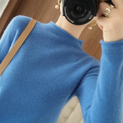 Cashmere sweater women 2021 winter new 100% wool turtleneck sweater slim knit sweater plus size solid color ladies top hot