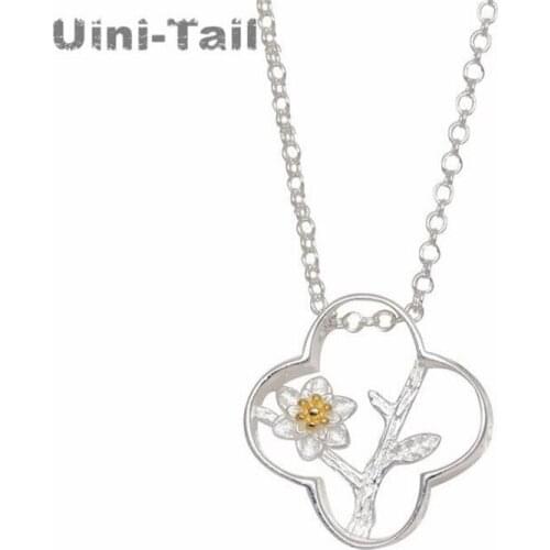 Uini-Tail 2019 new listing 925 sterling silver simple plum flower necklace fashion exquisite silver plum blossom hollow jewelry