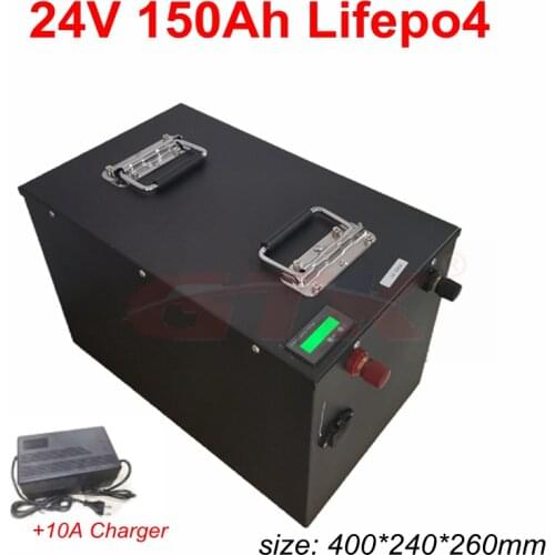 Waterproof 24V 150AH lifepo4 lithium Battery BMS 8S for 2400w Inverter RV Solar system motorhomes backup power UPS +20A Charger