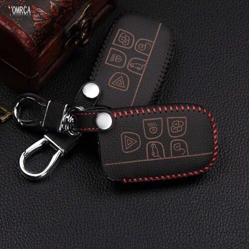 High-quality hand-sewn leather car key cover for Land Rover a9 series freibers freelander Evoque found 4 buttons Key Shell
