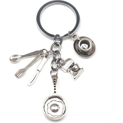 1 Pcs Omelet Chef Keychain, Blender, Teacup, Creative Kitchenware Pendant Keychain Jewelry Gifts for Men and Women DIY Handmade