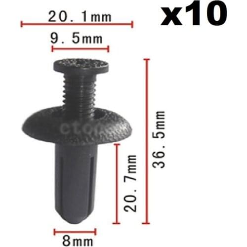 10pcs Nylon Rivet Retainer Clips For Honda / For Acura / For Toyota / For Mitsubishi 90467-08155, 90505-SL0-003, 94852368