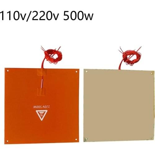 110/220V 25*25CM Silicone Heating Pad Heater 250mmx250mm Square Rubber Heat Mat Heated Bed For 3D Printer Heat Bed