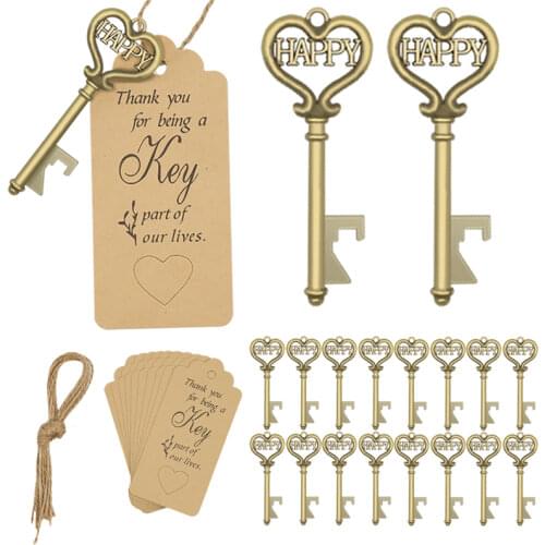 20Pcs Creative Key Shaped Bottle Opener Portable Wedding Kitchen Keychain Beer Open Tool