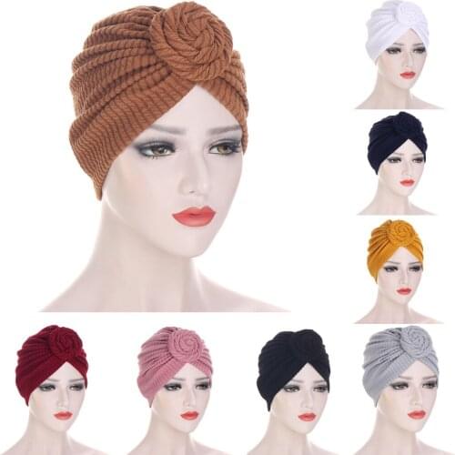 2021 New Fashion Turban Caps For Women Muslim Cotton Hijab Cap African Headscarf Bonnet Hat Ladies Sequins Headband Turbans
