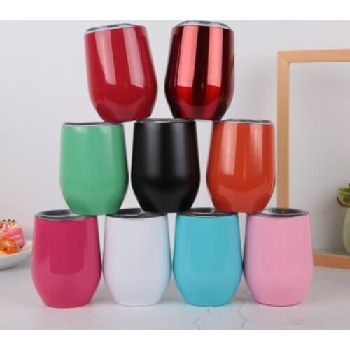 25pcs/lot 12oz Sublimation Wine Tumbler Water Mug Coffee Glass Egg Shaped Cup 18/8 Stainless Steel Insulated Vacuum 2-Wall