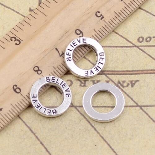 30pcs Charms Circle Plates Believe 14x14mm Antique Bronze Silver Color Pendants Making DIY Handmade Tibetan Finding Jewelry