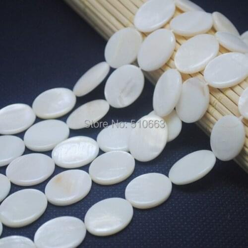 5 Strands = 100 Pieces / Lot, Nature Shell Bead Mother Of pearl DIY beads Accessories White Color Size 15x20mm Oval Shape