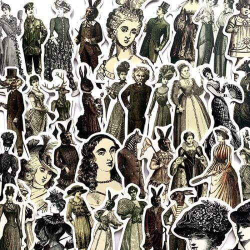 50Pcs/Lot 2021 European lady retro cartoon Waterproof stickers For Luggage Laptop Bike Motorcycle Phone Car Case Decal Sticker