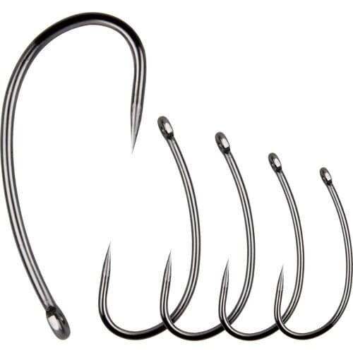 500Pcs Barbless fishing hook Circle Curve Shank Carp hooks Hair Rigs Trout Non-barb Fish hooks Size 2# 4# 6# 8# 10