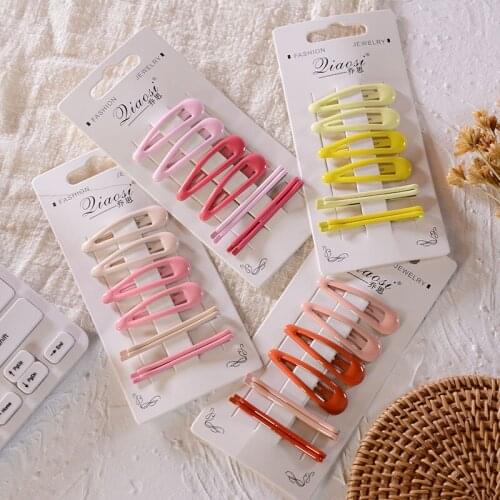 6 Pieces Candy Color BB Hairpin Girl Washing Face Hair Clip Set Beauty Styling Hair Accessories