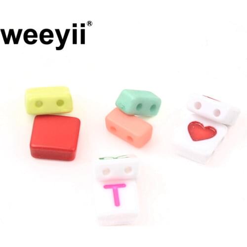 Two Holes Mixed Square Alphabet Digital Acrylic Loose Spacer Beads For Jewelry Making Handmade Diy Bracelet Necklace Accessories