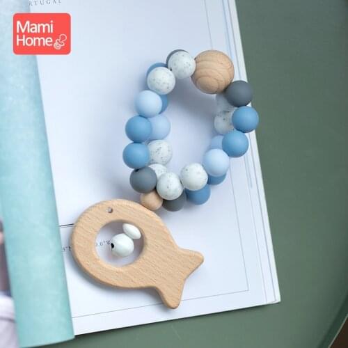 Mamihome 1pc Baby Nursing Bracelets Food Grade Perle Silicone Bead Baby Teether Wooden Rodent Pendant Beads ChildrenS Goods Toy