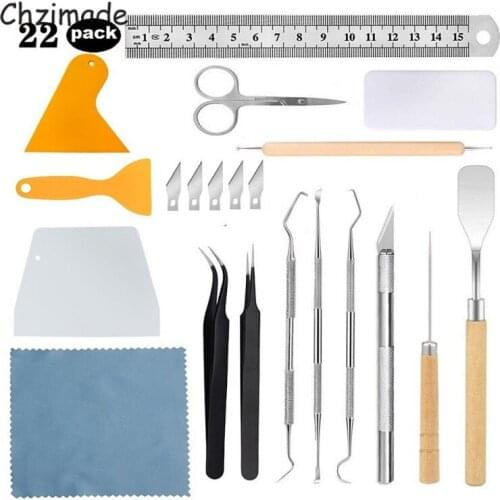 Chzimade 22Pcs/set Polymer Clay Modeling Tool Kit DIY Dried Flower Handmade Carving Knives Pottery Clay Tools