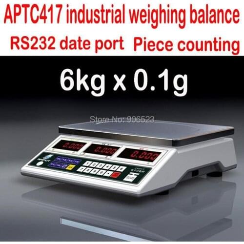 Free shipping Digital tabletop counting scale 6KG-0.1g APTC417 RS232 data print industrial heavy weighing balance